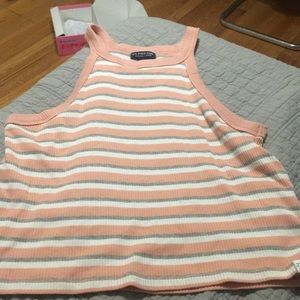 Stipe croped halter top